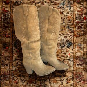 ISNOM Thigh High Cowgirl Boots for Women, Over the Knee Western (7)